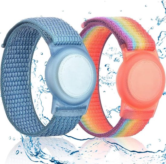 Waterdichte kinder AirTag-armbanden | Set van 2 | Zacht nylon | GPS-tracker-houder | Compatibel met AirTag-band | Peuters .