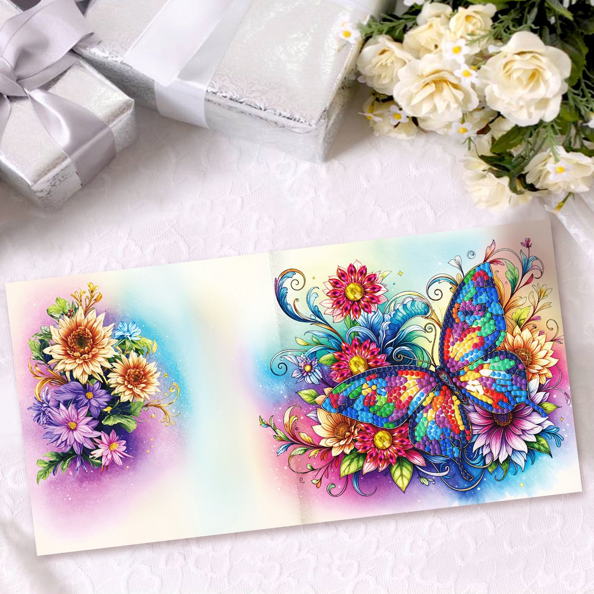 Adorzy Diamond Painting Kaarten – 12 Wenskaarten met envelop - Diamond Painting Volwassenen – Diamond Painting Volledig Pakket — afbeelding 9