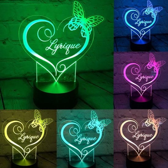 Nachtlamp vlinder met naam - lamp - Led - verjaardag - cadeau van Naamlampen.nl — afbeelding 3