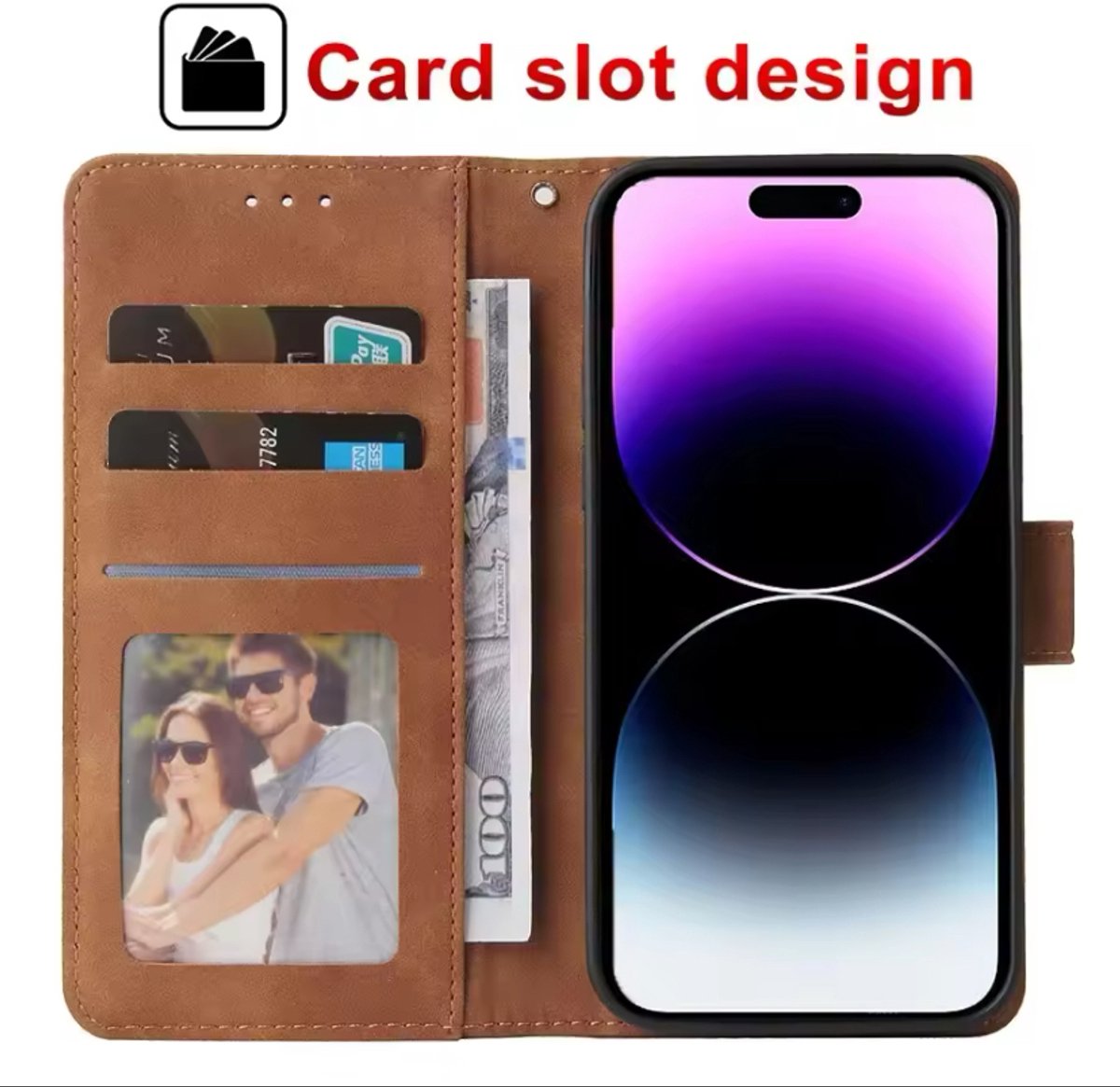 Portemonnee met kaartsleuf Magnetische flip lederen tas voor iPhone 16