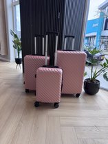 Bol.com Reis kofferset - 3 Delig - Rose Goud - Trolley - 360 graden spinnerwiel aanbieding