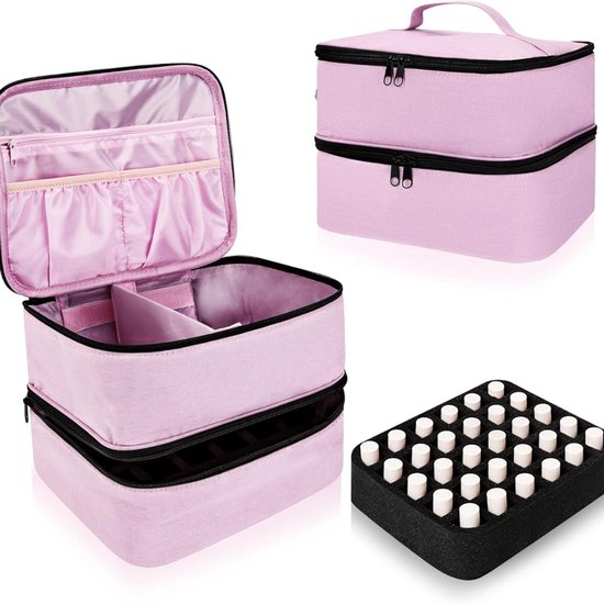 Luxja Tas voor naaiset, dubbellaags, organizer voor naaitoebehoren, tas voor naalden, garen, schaar en andere naaimaterialen, grijs
