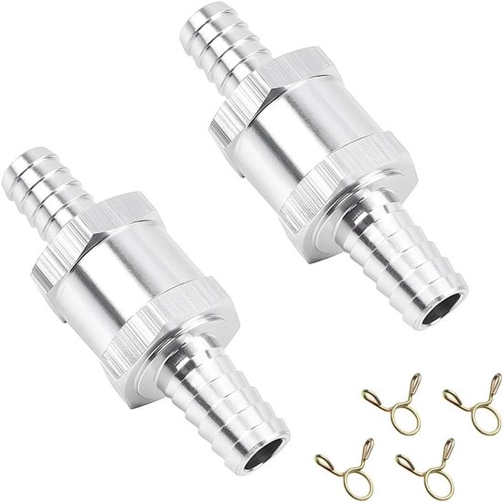 5-delige Eenrichtingsbrandstofklep Set – Aluminium Inline Terugslagklep, Maten 4 T/m 12 Mm, Voor Benzine, Diesel En Water, 0,2-6 Bar, -30°C Tot 130°C