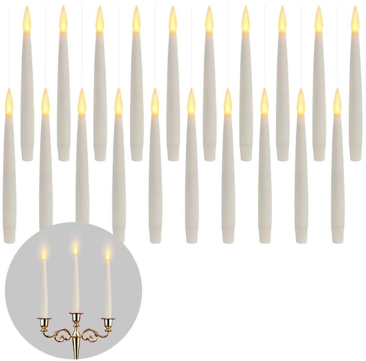Zylo® Zwevende Kaarsen - Floating Candles - Hangende Kaarsen - 10pcs Magische Hangkaarsen - 2x16x149cm - Wit