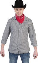 Cowboy & Cowgirl Kostuum | Zwart Wit Ruitjes Shirt Cowboy Hank Man | Maat 48-50 | Bierfeest | Verkleedkleding