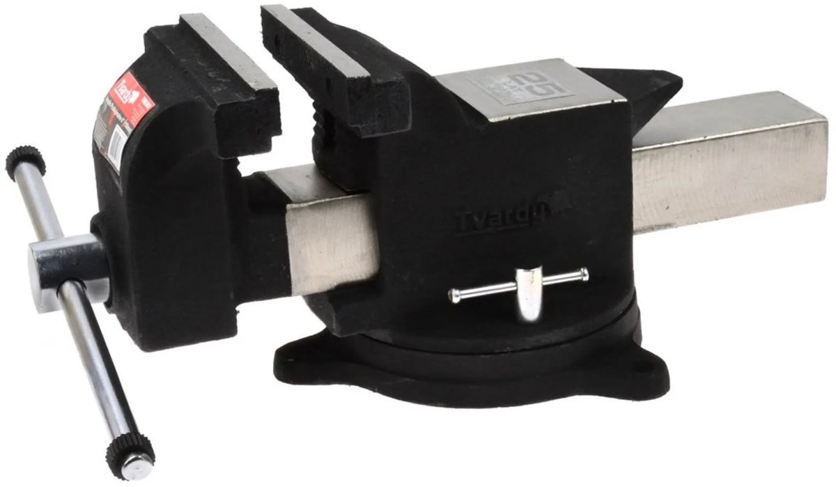 Tvardy Zware bankschroef - 360° draaibaar - 150 mm bekbreedte - Staal - Zwart