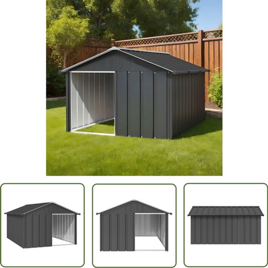vidaXL Hondenverblijf - Hondenuitlaatbox - Hondenhok 116,5x153x81,5 cm gegalvaniseerd staal antracietkleur - Hondenhok - Buithok - Dierenhuis