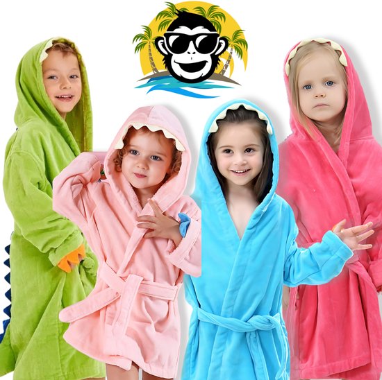 BoefieBoef Roze Dinosaurus Baby Badjas Kinderen 1-3 Jaar - Zachte Katoenen Kleuter Ochtendjas met Capuchon - Absorberende Handdoek Badcape - Warme Peuter Badjas voor Waterpret, Na Bad & Zwemles - Jongens & Meisjes - Perfect Cadeau in 4 Kleuren! van Merkloos — afbeelding 2