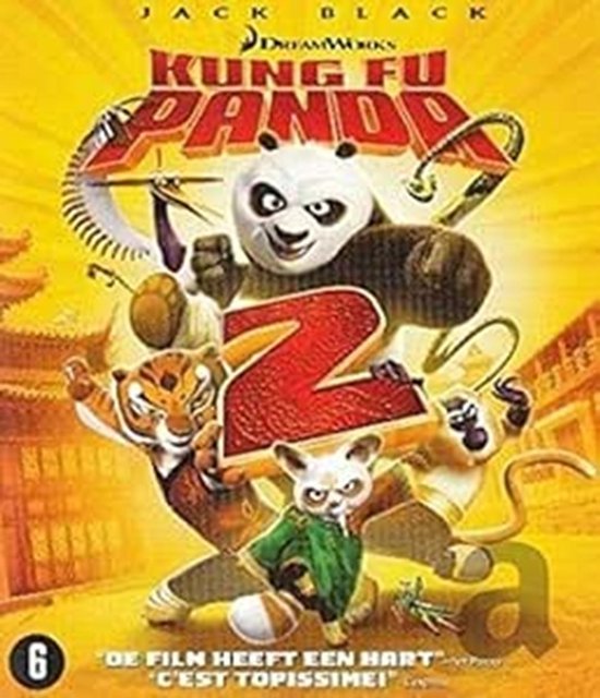 Kung Fu Panda 2 DVD hoes met Po, Tigress, Mantis en de letter Z.