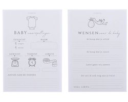 Planbooks - Babyshower Invulkaarten - 30 stuks - Babyshower voorspelkaarten - Kaartenset - A6 formaat