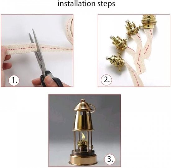 Olielamp Lont - 1 m*1.2cm - 5 stuks - Plat - Katoen - Brander - Universeel - Lamplont - Rol van 1 meter - Voor Petroleumlamp/Olielantaarn-Branderlamp — afbeelding 2