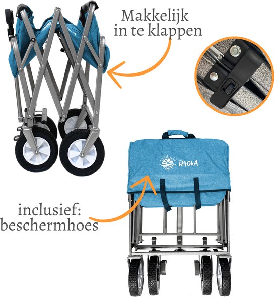 Rijoka - Opvouwbare Bolderkar - Harde bodem - Blauw van Rijoka — afbeelding 2