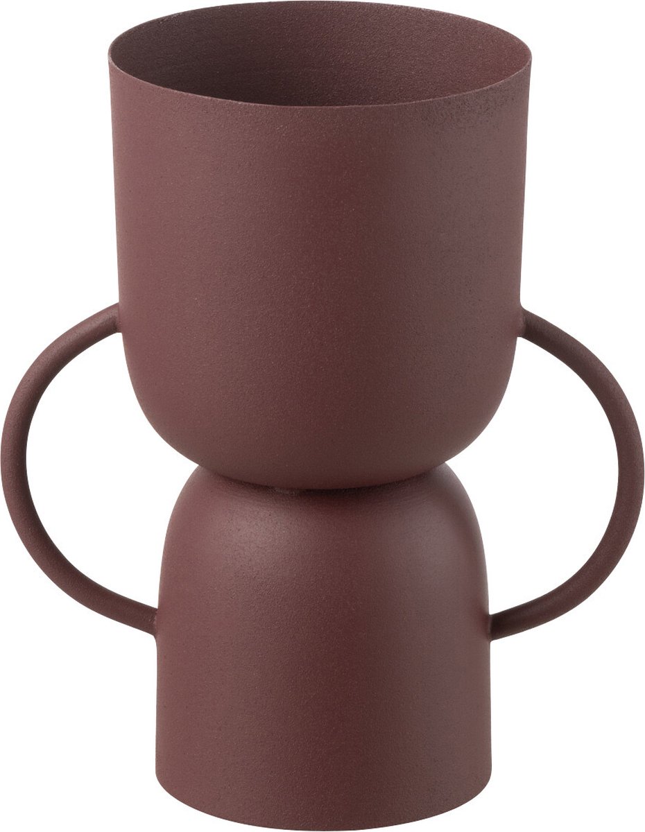 J-Line vaas Cup - ijzer - bordeaux - 23.5 cm hoog Rood