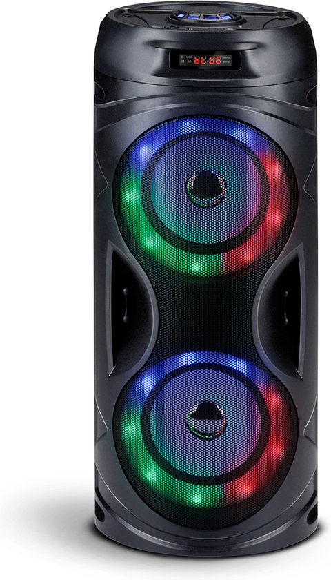 Bluetooth Speaker met RGB Licht - Draagbare Partybox 4,5 Uur Batterijduur - Party Speaker met USB Ingang en TF-Kaart - 16 x 38.5 cm