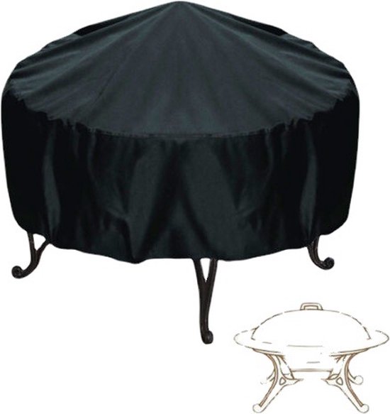 Housse De Foyer Ronde En Tissu Oxford 210D - Protection Imperméable Extérieur 122 X 46 Cm Noir