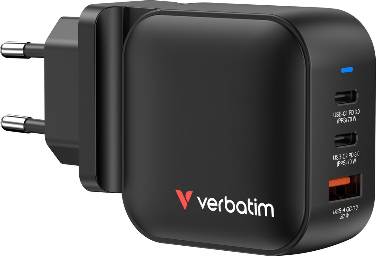 Verbatim Mini Gan 70W Wandlader 2Xusb-C Pd 1X Usb-A Qc