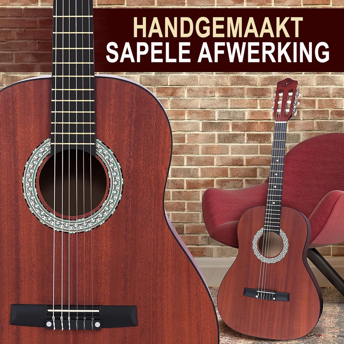 Pyle Akoestische Gitaarset 3/4 Junior Maat Gitaar Volledig Houten Stalen Snaren Instrument Voor Beginners Kinderen Volwassenen 1471110412