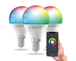 Calex Slimme Lamp - Kleurlamp set van 3 stuks - Wifi LED Verlichting - E14 - Smart Lamp - Dimbaar - RGB en Warm Wit licht - 4.9W