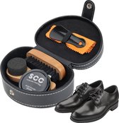 Schoenpoetsset Zwart - Schoenpoets Borstel Set - Incl. Schoensmeer / Ledervet , Schoenlepel, Uitpoetsborstel, Schoenborstel - Schoenverzorging Leer - Kerst, Sinterklaas, Verjaardag Cadeau
