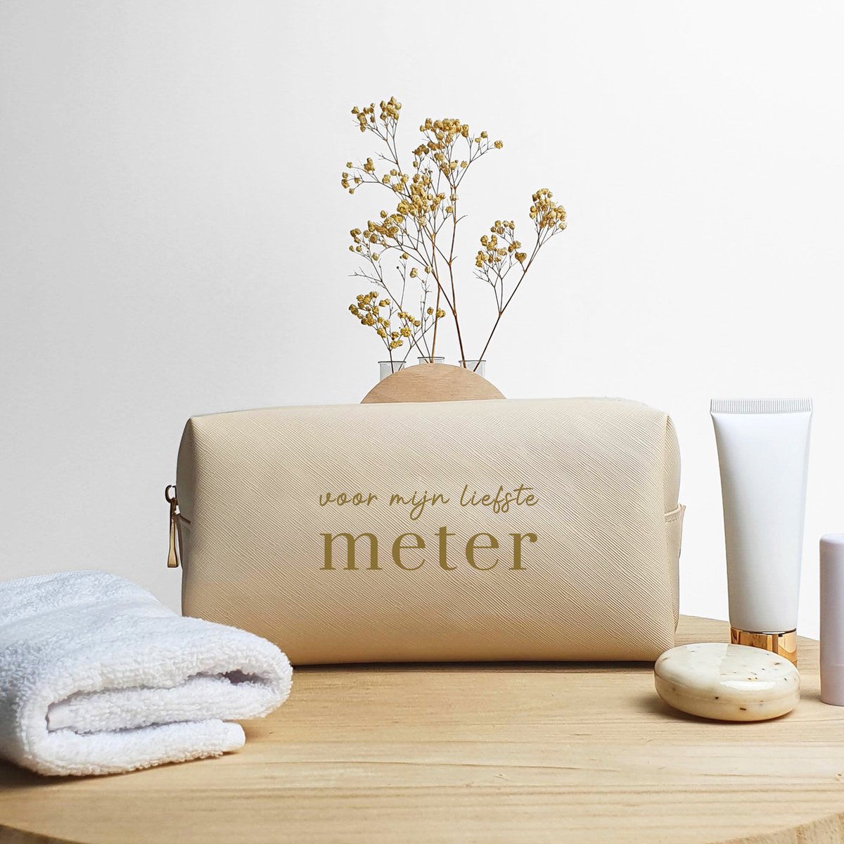 Toiletzak met naam - Liefste meter - Oyster - Cadeau meter - Cadeau - Toilettas