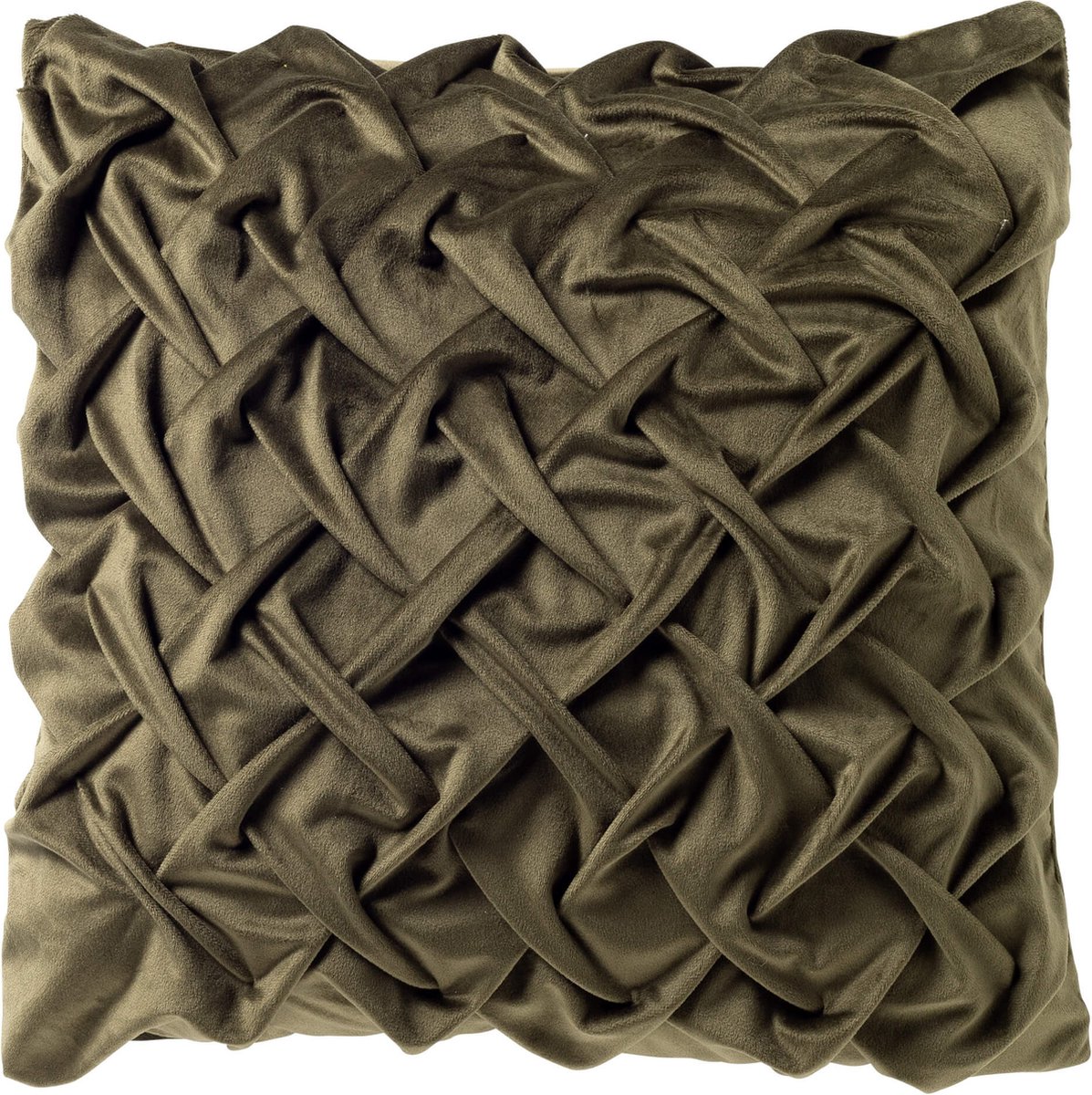 Dutch Decor MIRA - kussenhoes 45x45 cm - 3D-vlechtpatroon - Mayfly - groen - met rits - zonder binnenkussen Olijfgroen