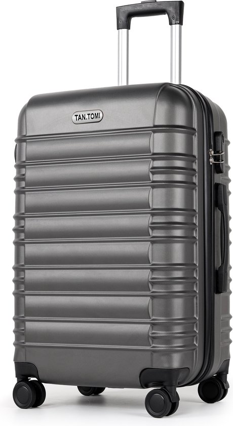 TAN.TOMI Handbagage Koffer - Reiskoffer - 65L - Cijferslot - Lichtgewicht - Trolley - 66x44x27cm - Ddonkergrijs