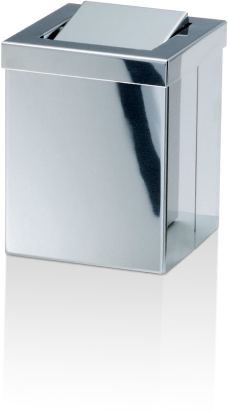 Poubelle de table Decor Walther carrée avec couvercle basculant 12x12xH16cm inox poly
