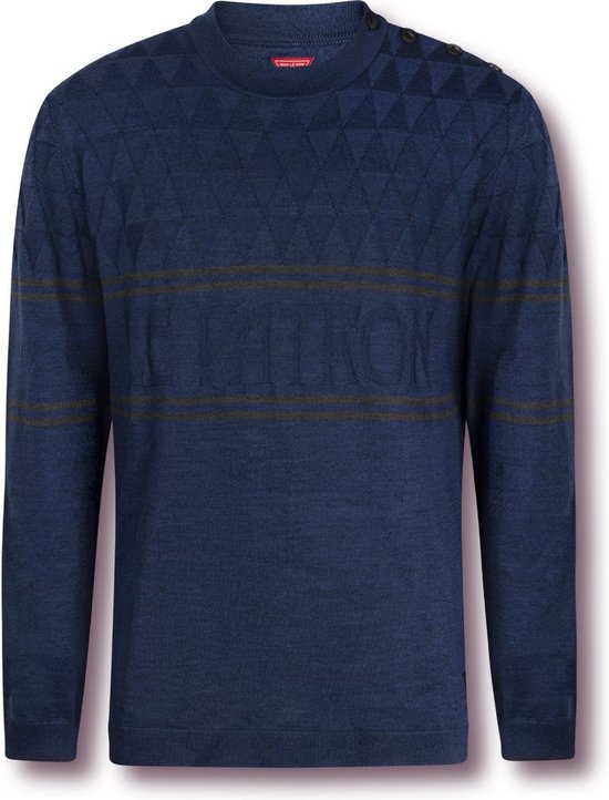 Foto: Le patron casual trui blauw merino triangle dark blue l