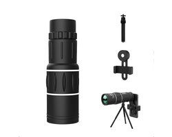 Monoculaire Telescoop - 16×52 - Spotting Scope Telescoop - Camera Lens voor Telefoon - Met mobiele telefoonhouder - zwart - Monoculaire telescoop voor smartphone - Voor Vogel Spotten, Reizen, Jagen - Met Tripod Statiefhouder