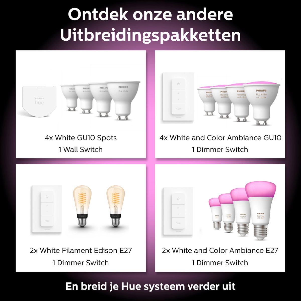 Philips Hue Voordeelpakket - GU10 - met 4 Spotjes - Wit en Gekleurd Licht - Hue White and Color Ambiance — afbeelding 5
