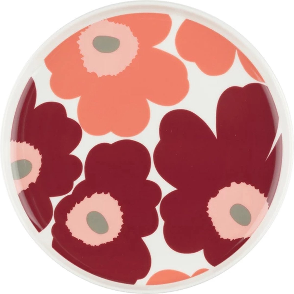 Marimekko Oiva Unikko plat bord D20cm bordeaux