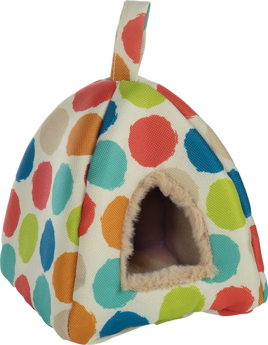 Flamingo cavia speelgoed – hamster speelgoed – slaapplaats knaagdier – hangmat knaagdier – Slaapplaats Fizi Meerkleurig – 13 x 13 x 15 cm