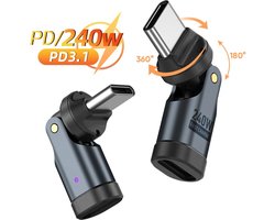 540° Rotatie USB-C naar Type C OTG Adapter – 5A Snellaadkabel, PD240W Converter Geschikt voor iPhone, MacBook, Samsung, USB 3.1, Snelle Oplaadkabel, Data Transfer Kabel, Universele Oplaadadapter