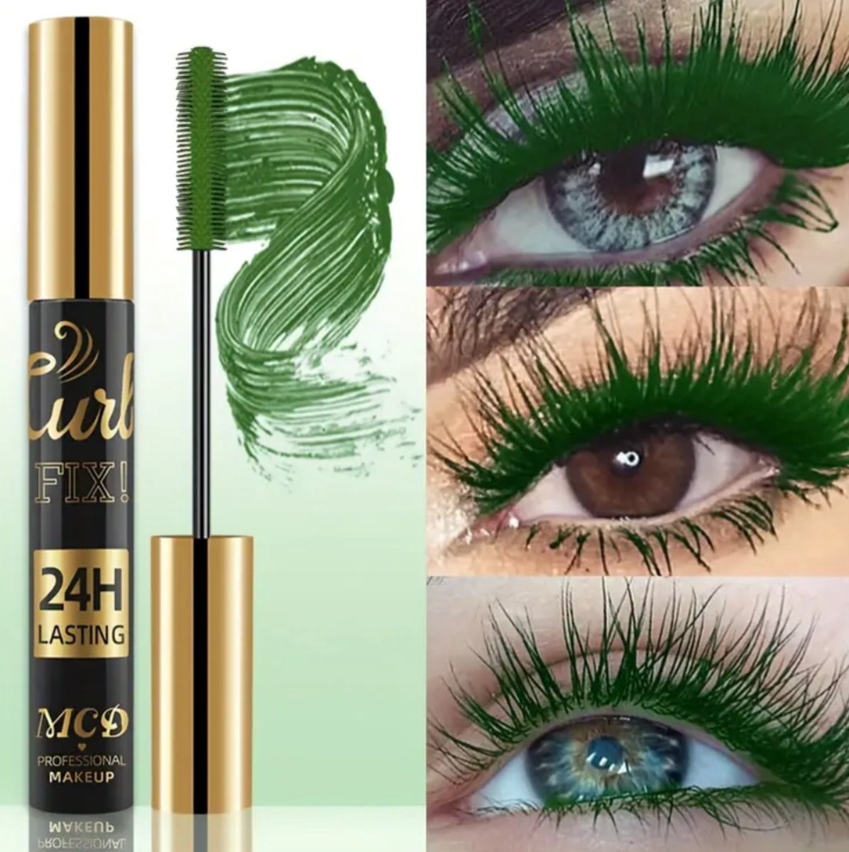 Mascara GROEN opvallend , waterproof , zorgt voor volume