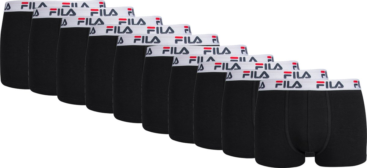 FILA - Basic Boxershorts | 10-Pack | Heren Boxershorts | Maat XL - Zwart