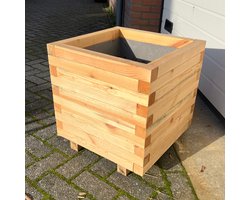 AMISHOUT - Vierkante plantenbak van hout 50x50x50 cm - naturel - bloembak buiten