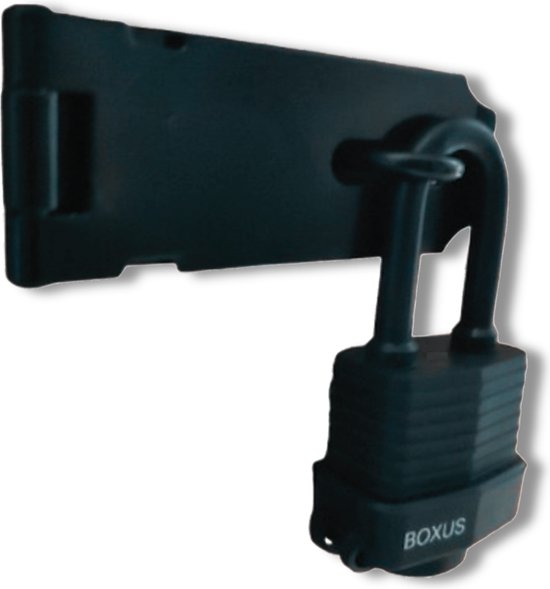 Boxus - Serrure antivol avec cadenas - Acier inoxydable Zwart - 100x40 - Pour intérieur et extérieur - Solide et résistante à l'eau - 2 clés - Serrure pour porte, valise, placard, hangar, portail, clôture, chambre, Jardin, fenêtre, porte de garage