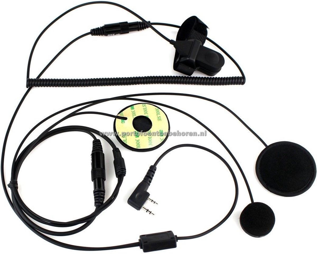 DerComms® Motorhelm headset met PTT knop voor Kenwood TK portofoons - Dicht