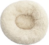 KUSSIES® Kussen 40 Cm Met Wasbare Hoes - Gebroken Wit - Hondenkussen Kattenkussen - Donut Ronde Kattenmand Kat Puppy Dierenkussen Zacht Witte