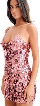Mini robe à paillettes à la mode - Fête - Femme - Moulante - Paillettes - Rose