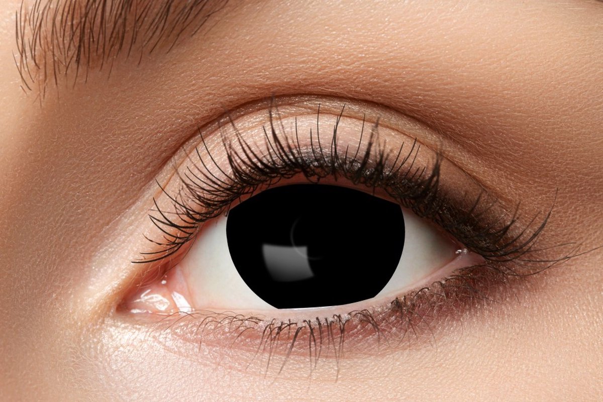 Kleurlenzen - Mini Sclera - Zwart Oog - 6 Maanden - Zwart