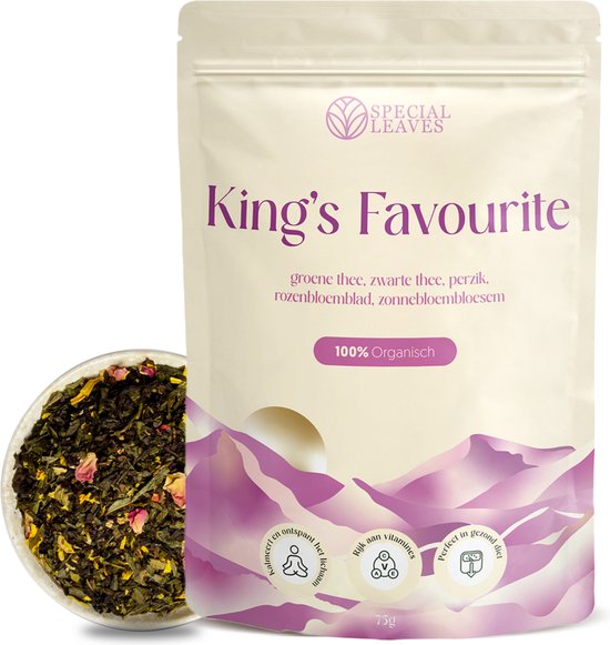 Special Leaves - Losse Thee - King's Favourite - Fruitige Zwarte En Groene Thee Met Perzik - 75 Gram - Verse thee