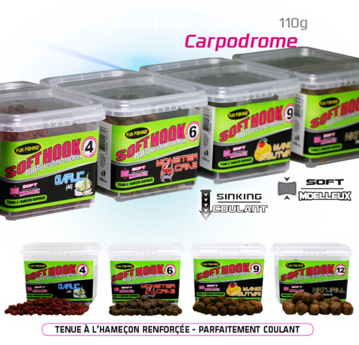 Fun Fishing Soft Hook Pellets 9mm - Smaak : Garlic