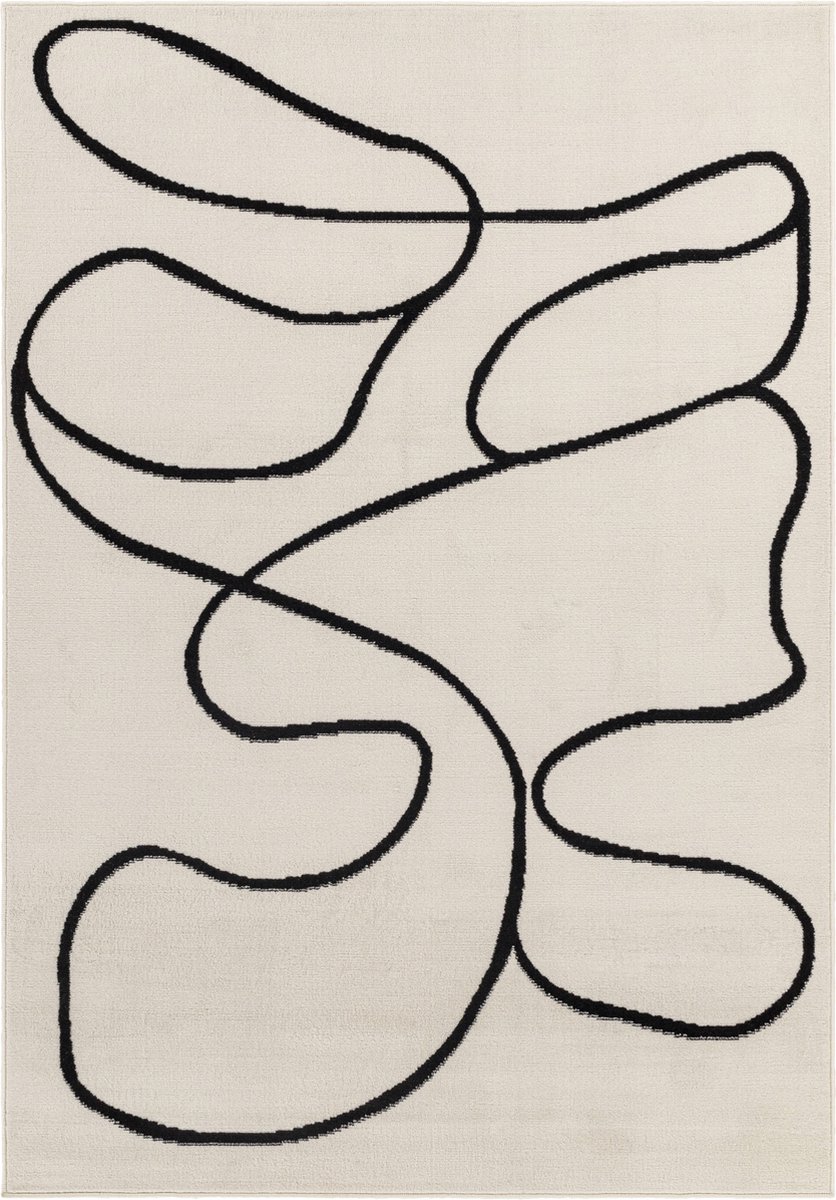 SURYA - LYLOU Modern Scandinavisch Grafisch Gebroken Wit Zwart Tapijt
