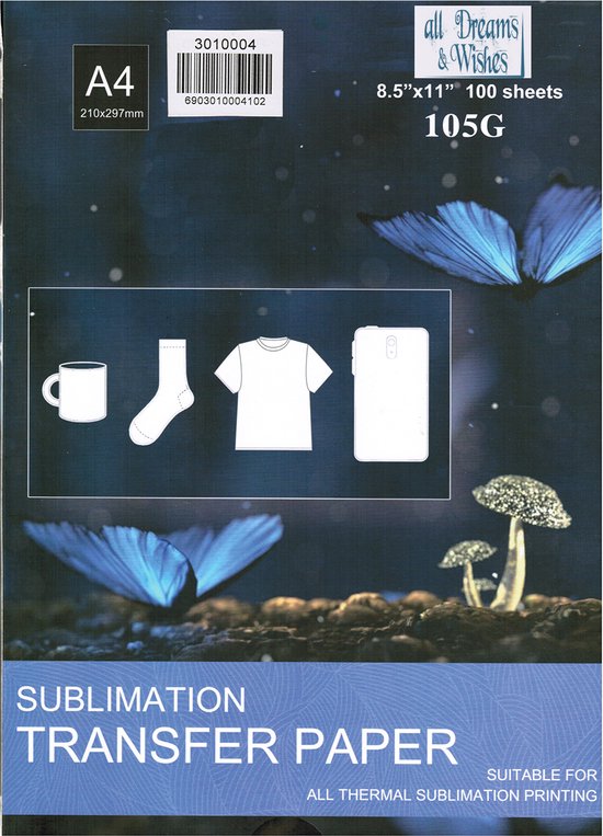 100 A4 vellen Premium sublimatiepapier | Sublimatie Printer papier