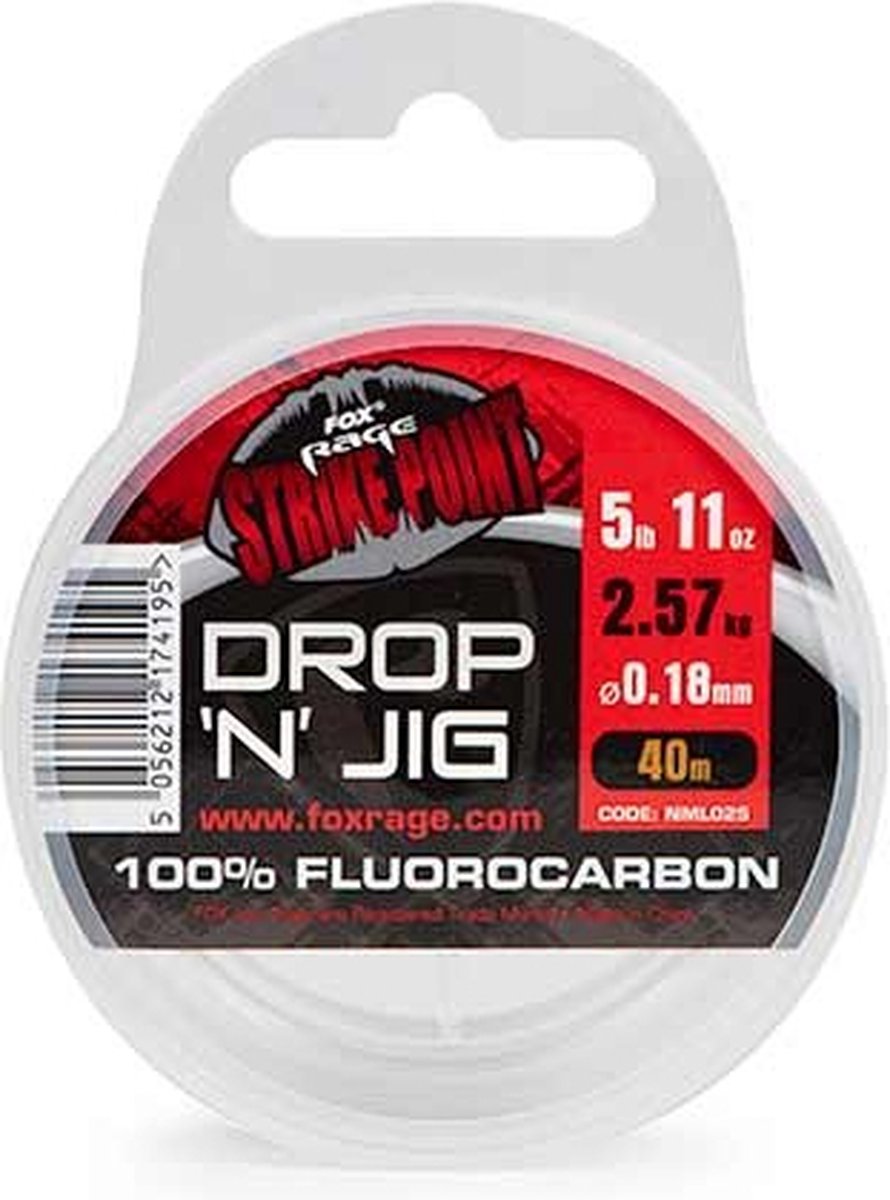 Fox Rage Strike Point Drop ‘N’ Jig 100% Fluocarbon (40m) - Maat : 0.25mm