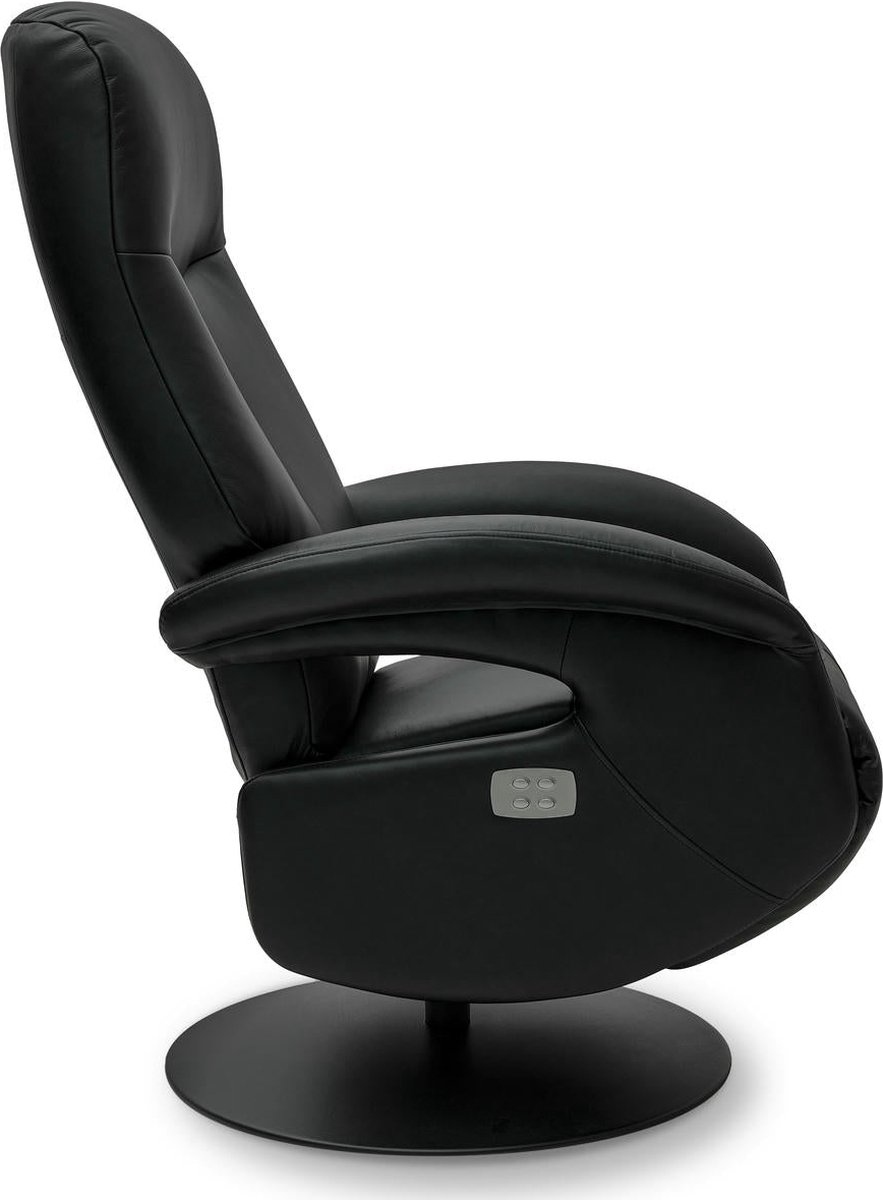 Giga Meubel Relaxfauteuil Bull - Zwart Leer - Draaibaar - 79x85x115cm