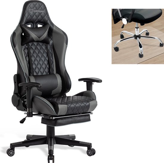 Apollo - Gaming chair/Gaming chair - PC chair - 1D armrest - with back and neck cushion - adjustable backrest 90° - 135° - Black