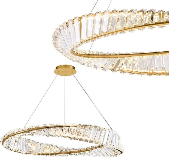 Toolight App1201- Lampe suspendue Cp Cristal Or 5x5x98cm