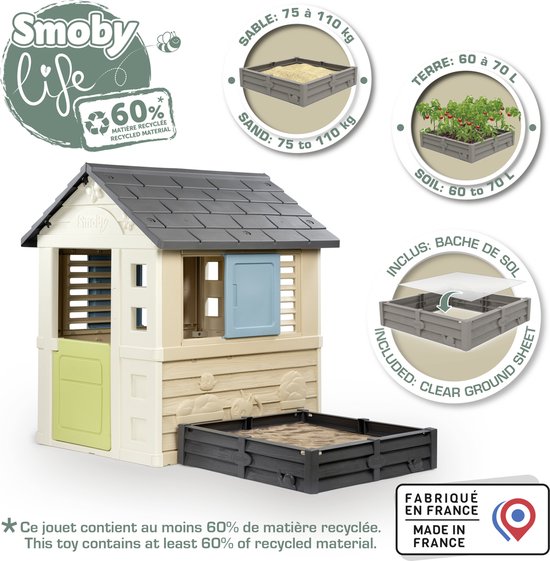 Smoby - Smoby Life - Square Playhouse met zandbak - Speelhuis - Vanaf 2 jaar.